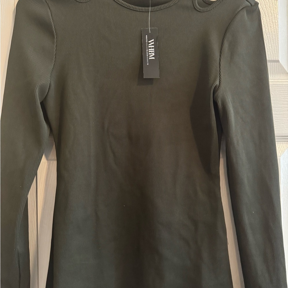White House Black Market Women's Olive Blouse